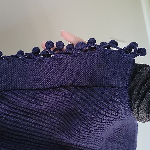 Lilly Pulitzer Knit Poncho Sweater Navy Blue Coastal‎ Beach Size Small - Picture 7 of 10